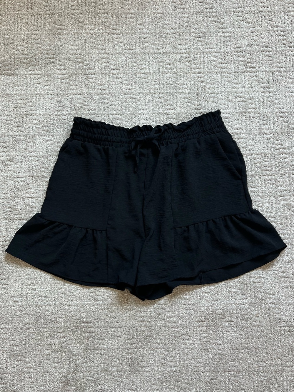 Women’s Black Ruffle Shorts
